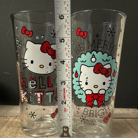 Hello Kitty Sanrio Tall Glasses Be Merry & Bright Pair Holiday - Picture 8 of 9